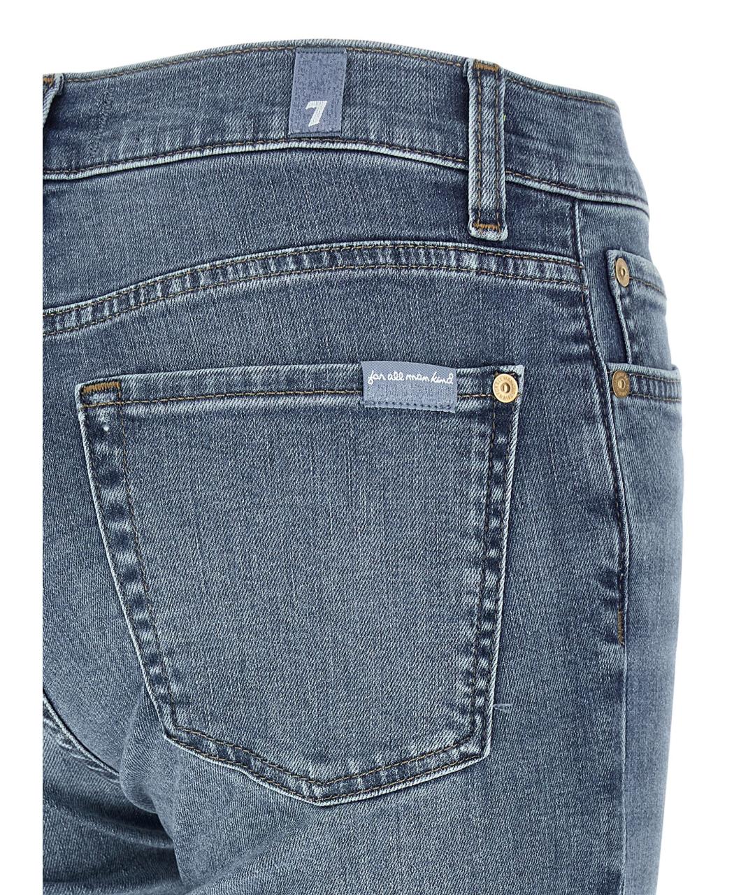 7 FOR ALL MANKIND Голубые хлопковые прямые джинсы, фото 4