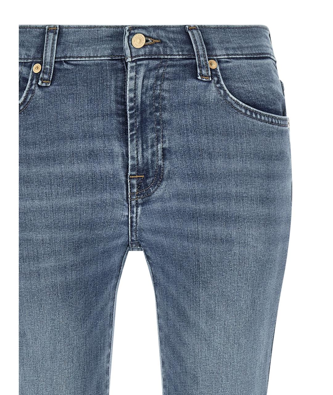 7 FOR ALL MANKIND Голубые хлопковые прямые джинсы, фото 3