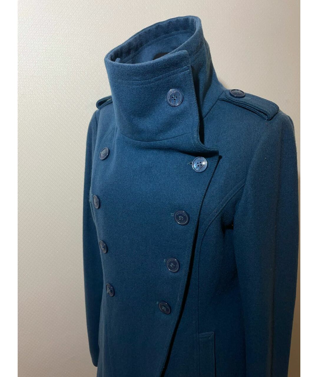 GESTUZ Бирюзовое шерстяное пальто, фото 4