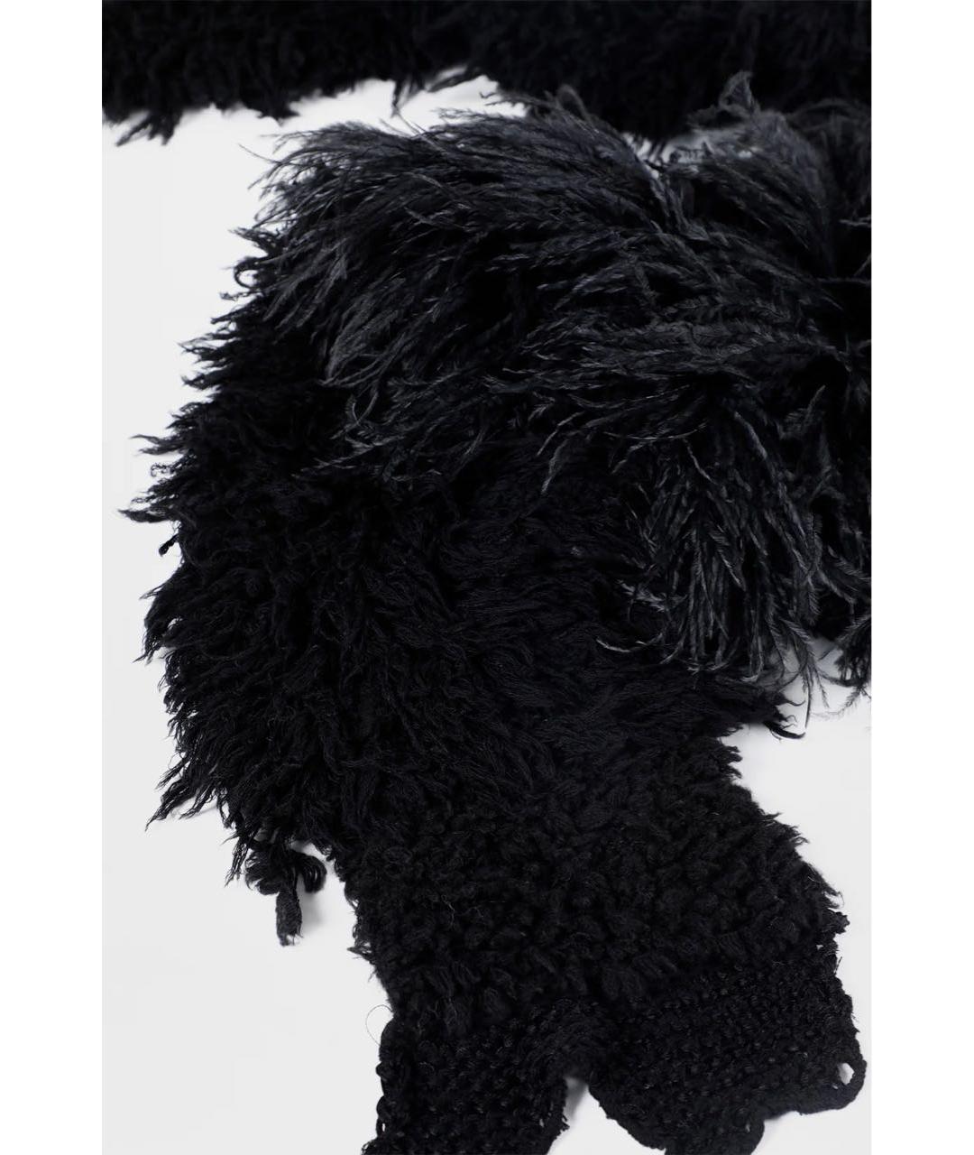 ANN DEMEULEMEESTER Черный шерстяной шарф, фото 3