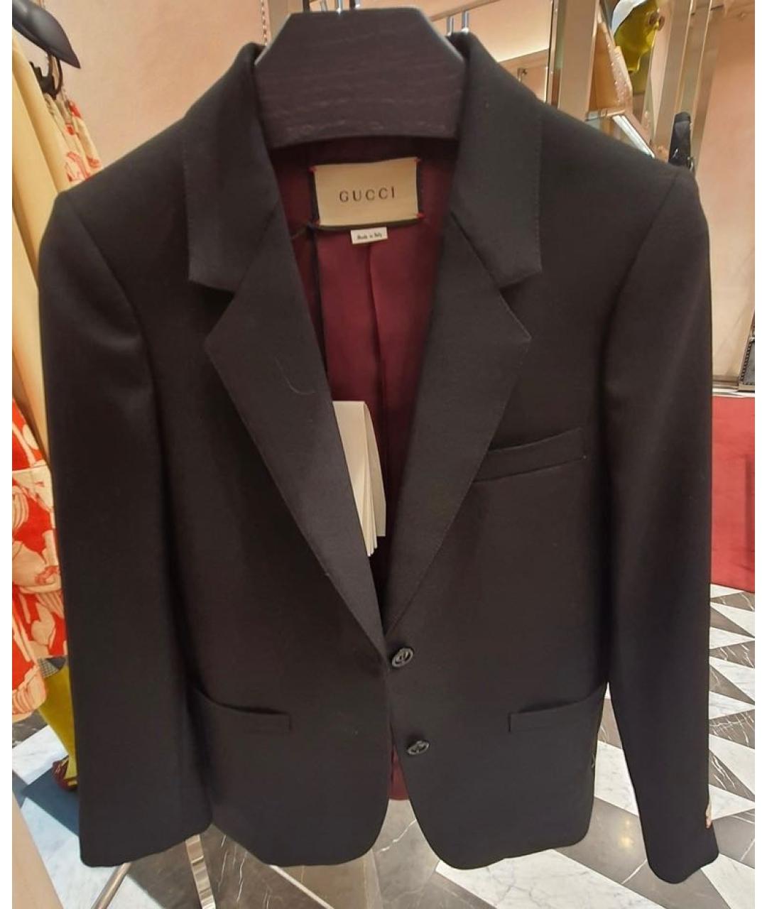 GUCCI Черный шерстяной жакет/пиджак, фото 2