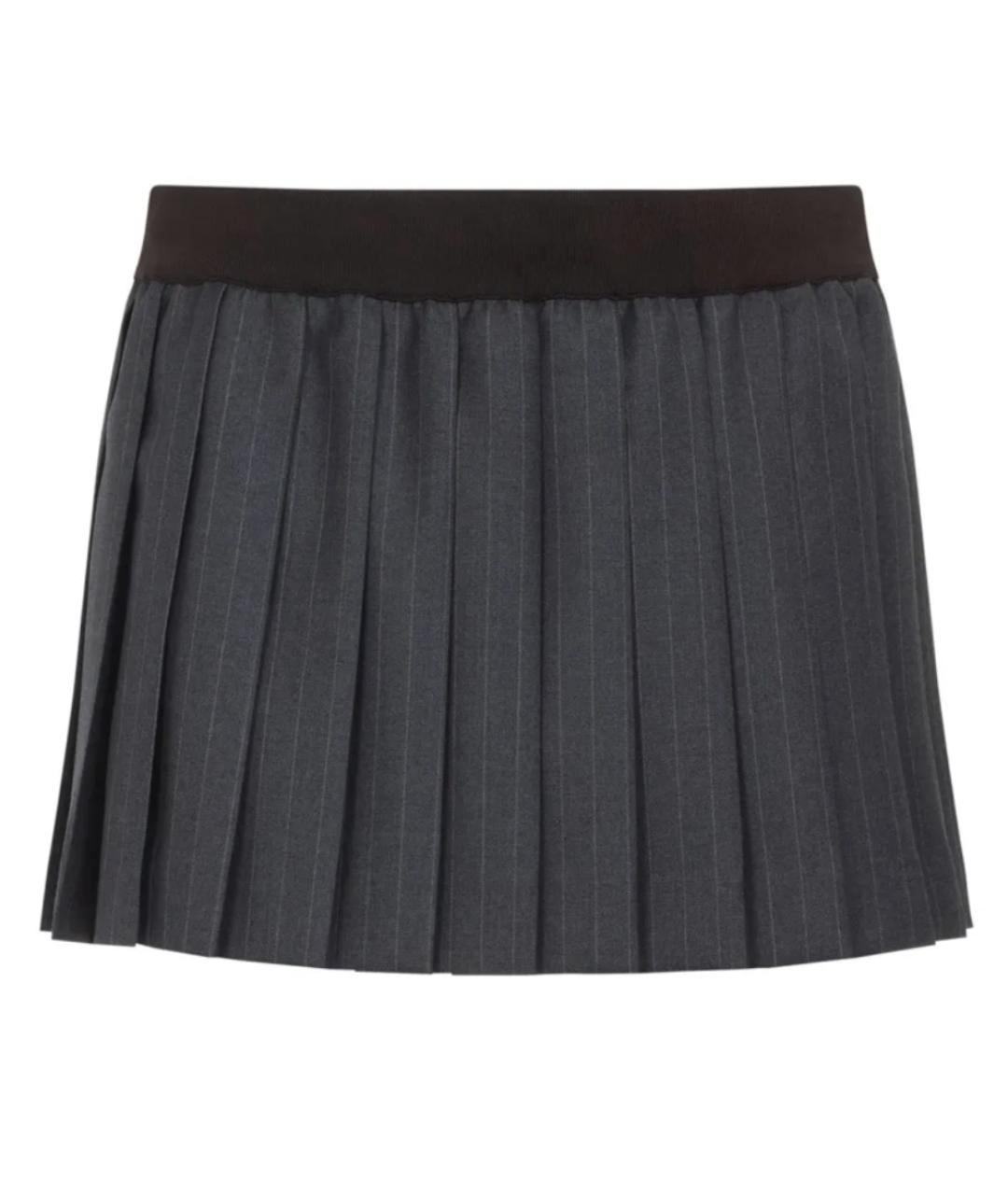 MIU MIU Серая шерстяная юбка мини, фото 1