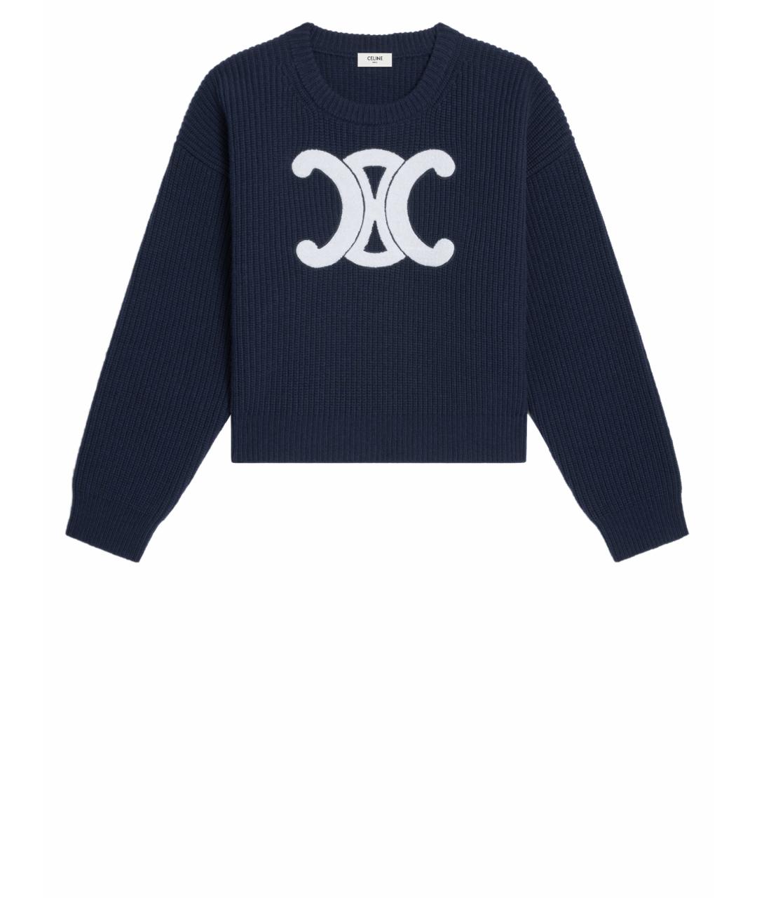 CELINE Синий шерстяной джемпер / свитер, фото 1
