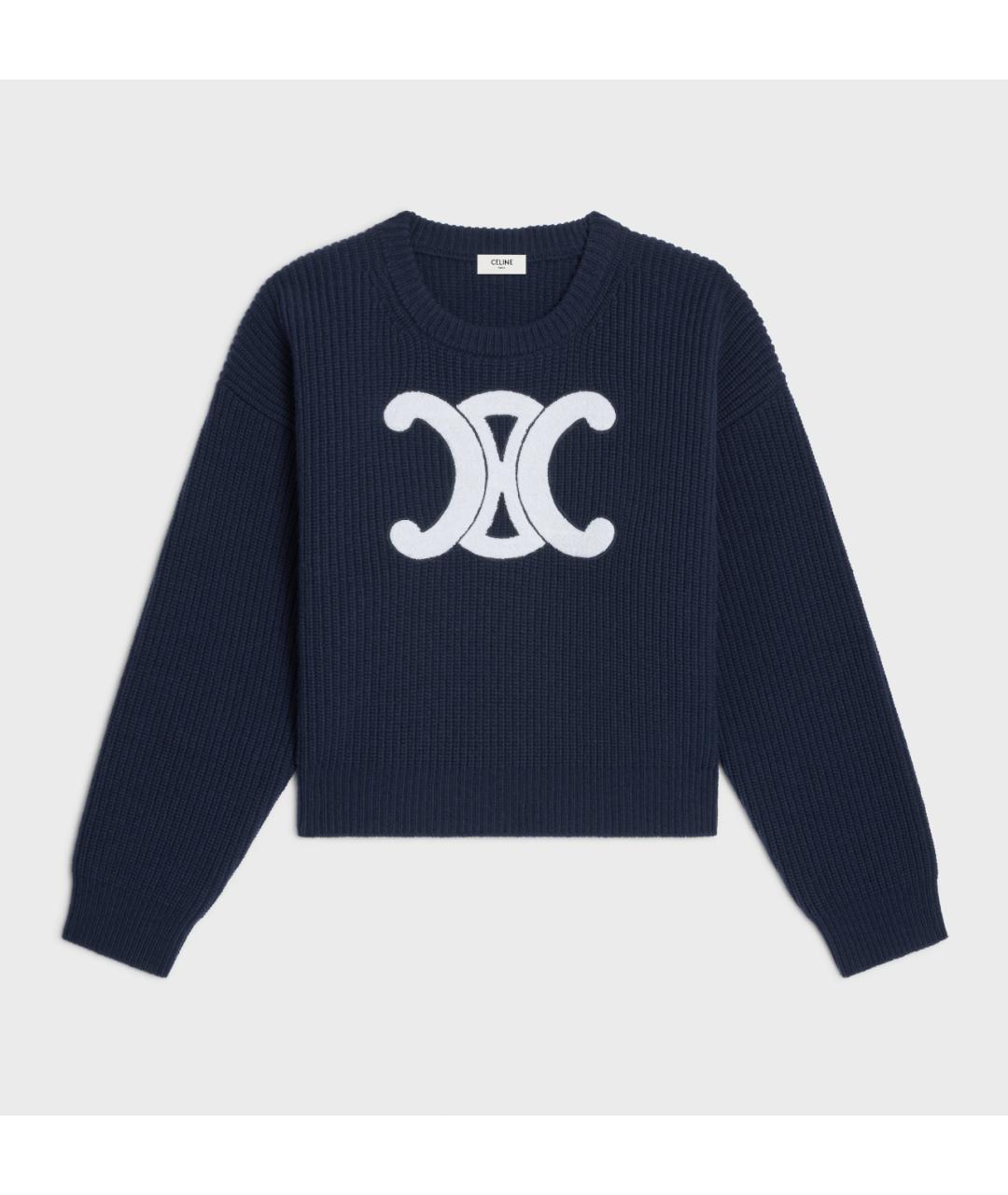 CELINE Синий шерстяной джемпер / свитер, фото 6