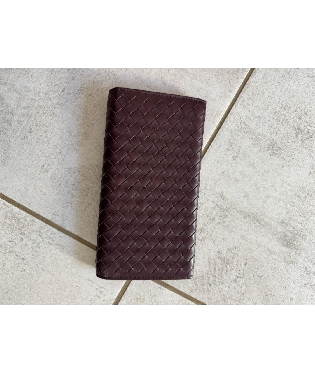 BOTTEGA VENETA Бордовый кожаный кошелек, фото 7