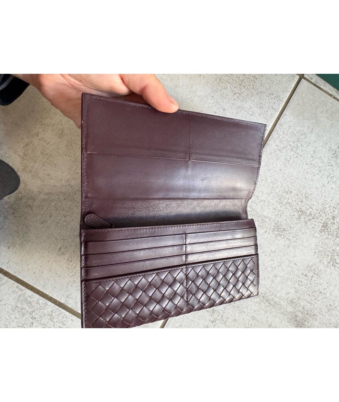 BOTTEGA VENETA Бордовый кожаный кошелек, фото 3