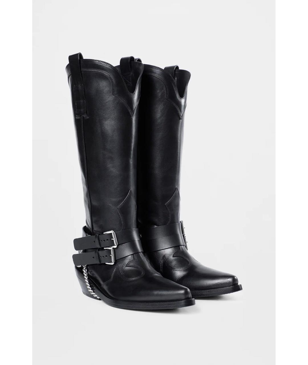 ANN DEMEULEMEESTER Черные кожаные высокие ботинки, фото 2