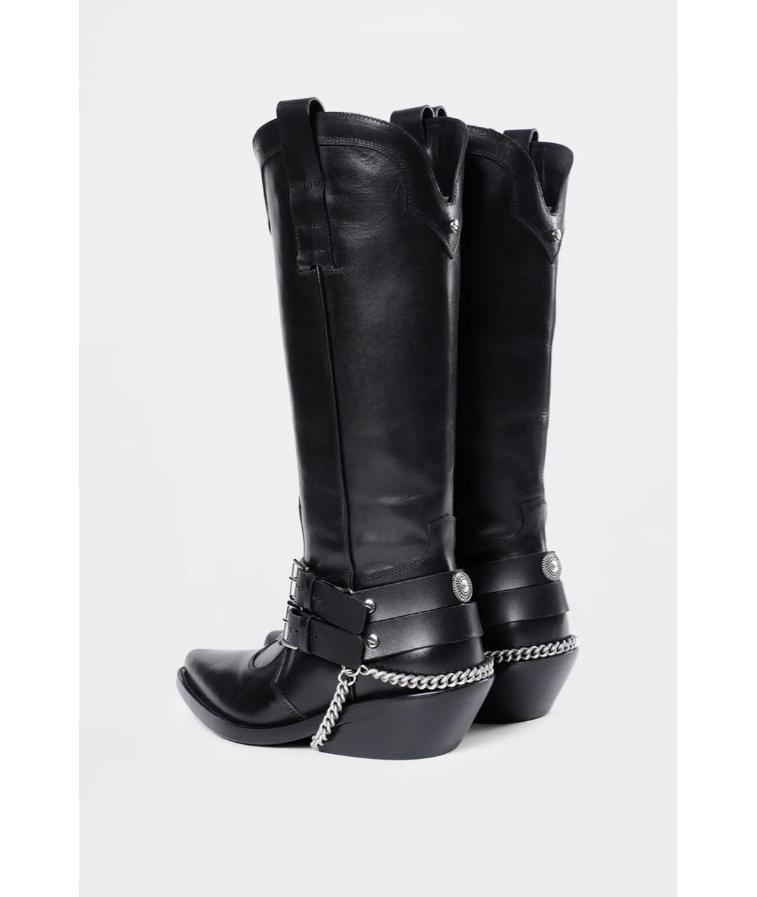 ANN DEMEULEMEESTER Черные кожаные высокие ботинки, фото 3