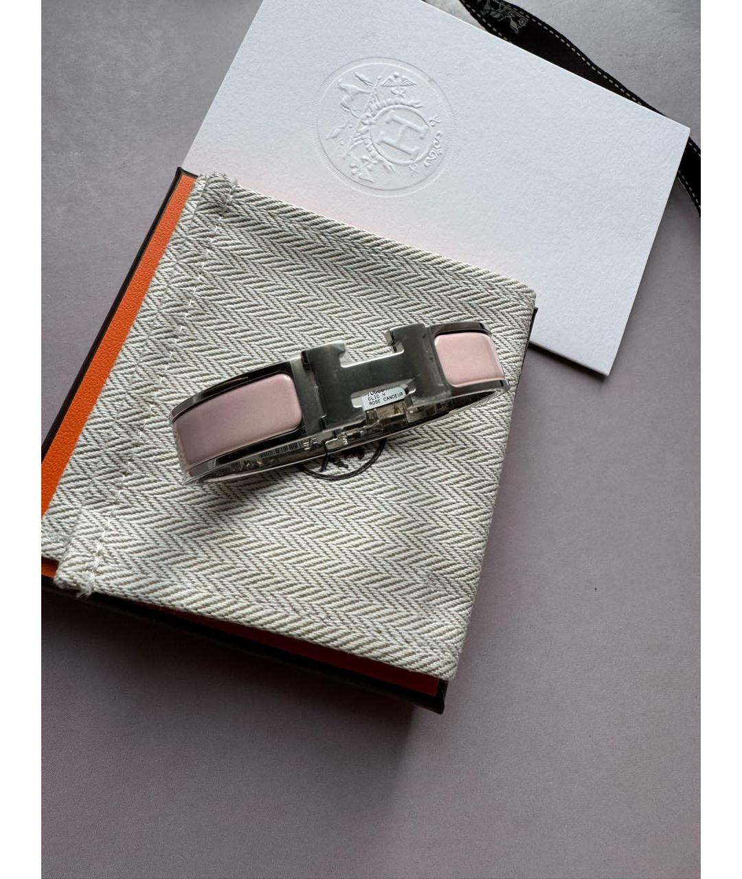 HERMES Розовый латунный браслет, фото 2