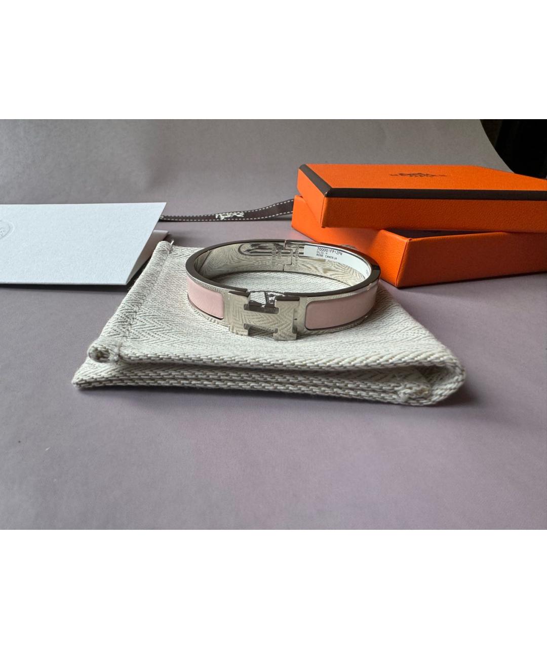 HERMES Розовый латунный браслет, фото 3