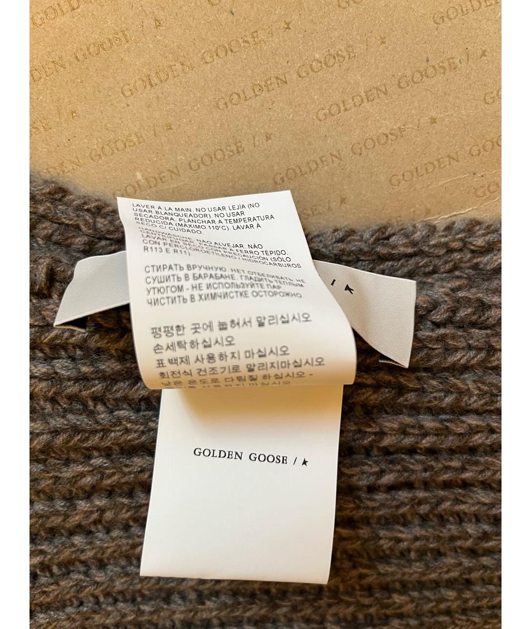 GOLDEN GOOSE DELUXE BRAND Антрацитовый шерстяной шарф, фото 7