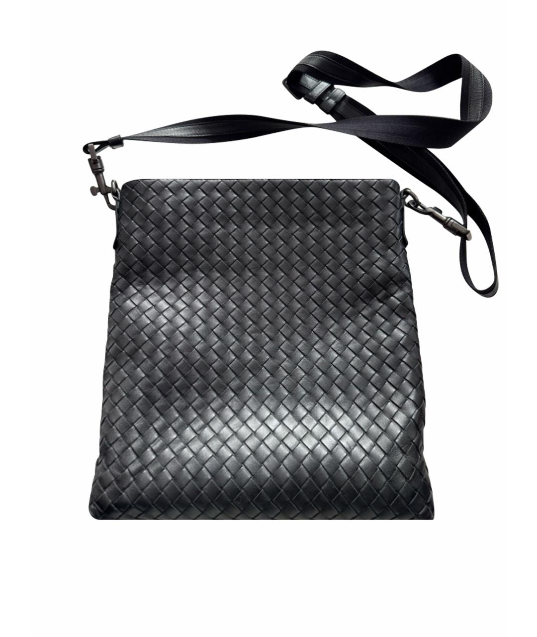 BOTTEGA VENETA Черная кожаная сумка на плечо, фото 1