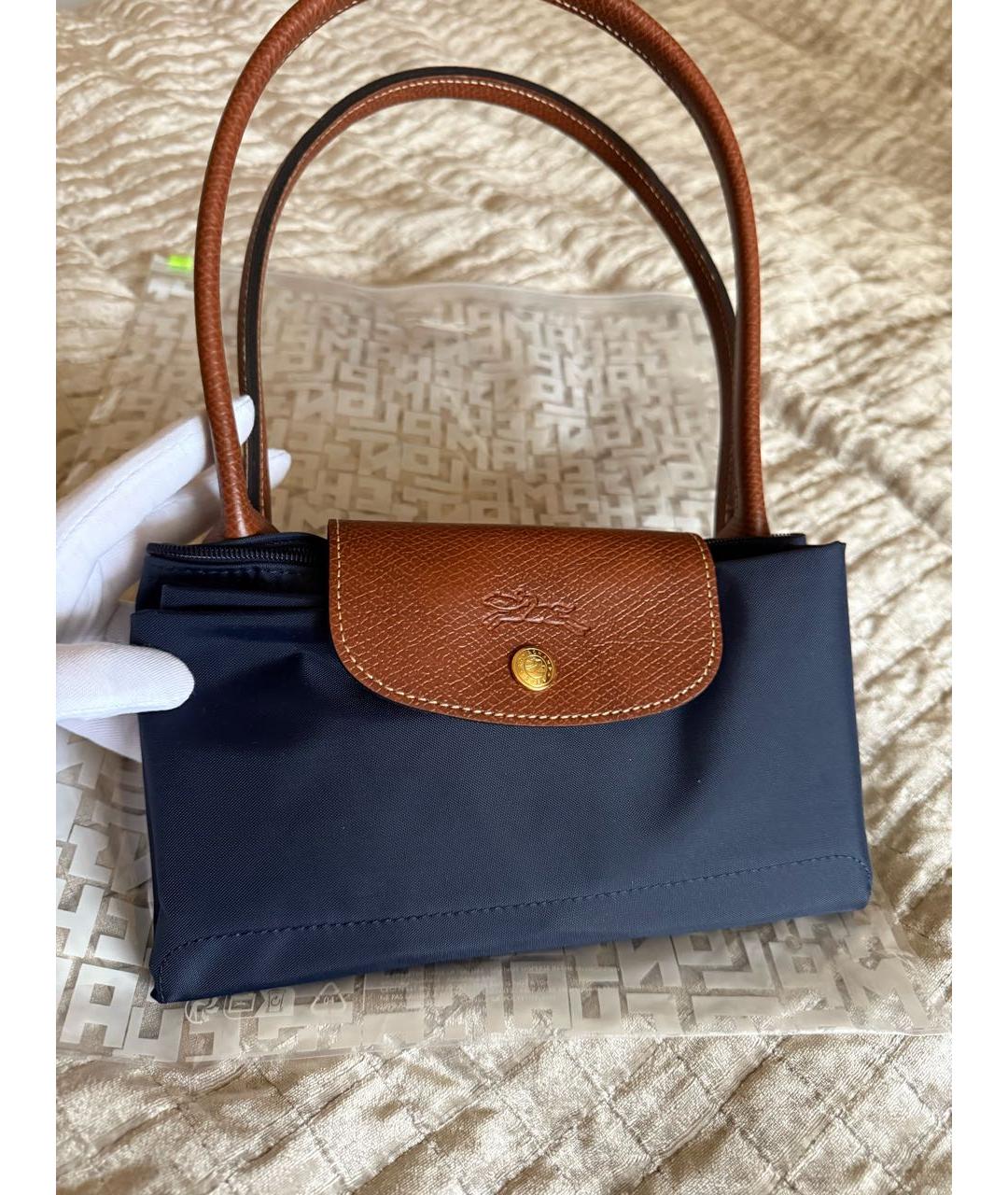 LONGCHAMP Темно-синяя тканевая сумка тоут, фото 6