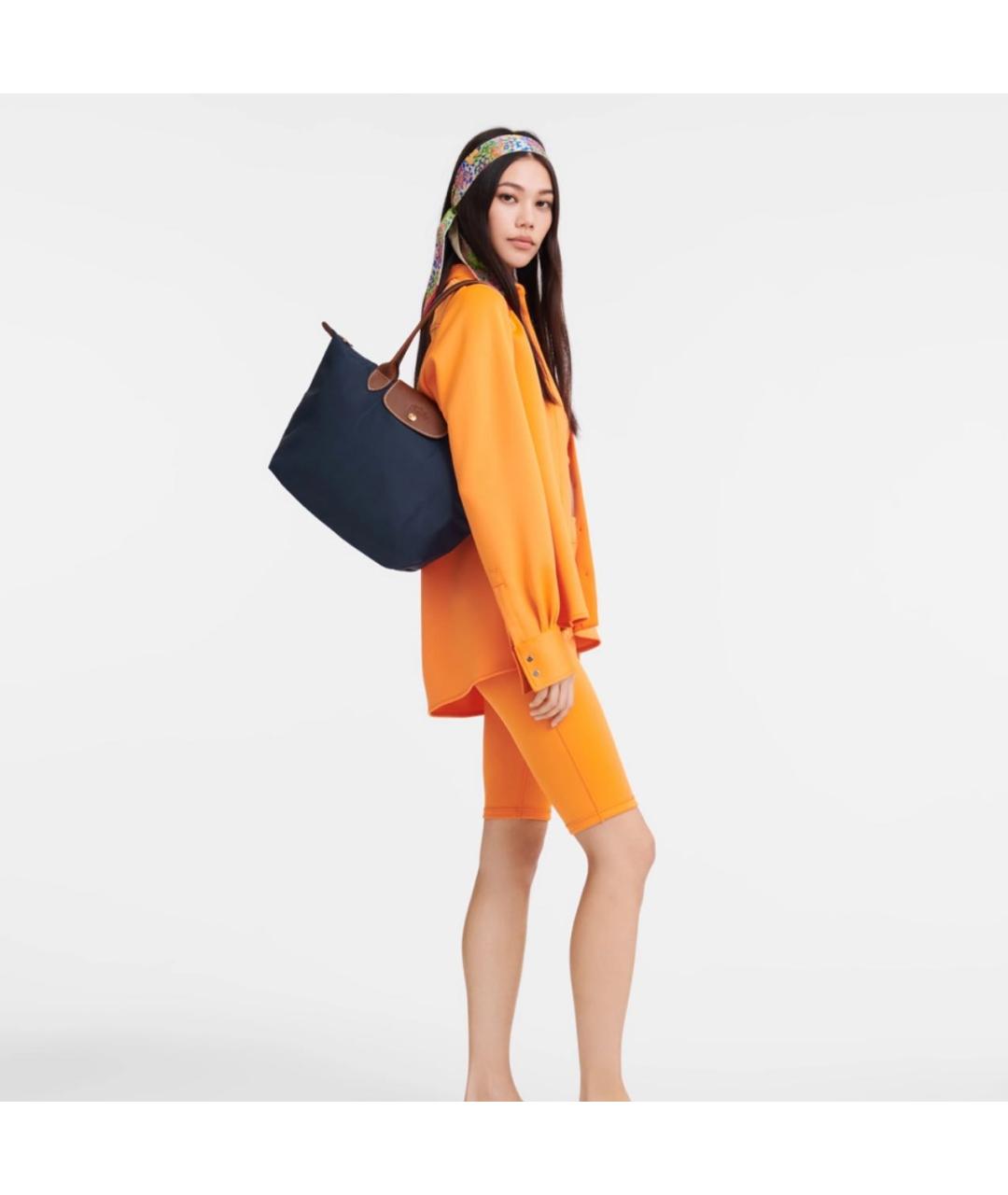 LONGCHAMP Темно-синяя тканевая сумка тоут, фото 2