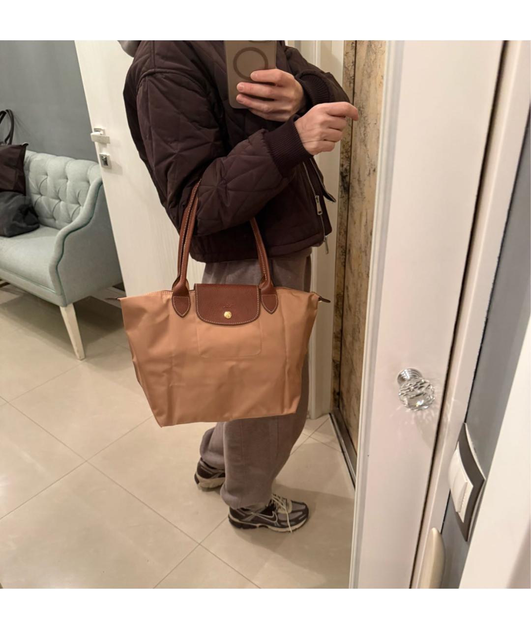 LONGCHAMP Коричневая тканевая сумка тоут, фото 6