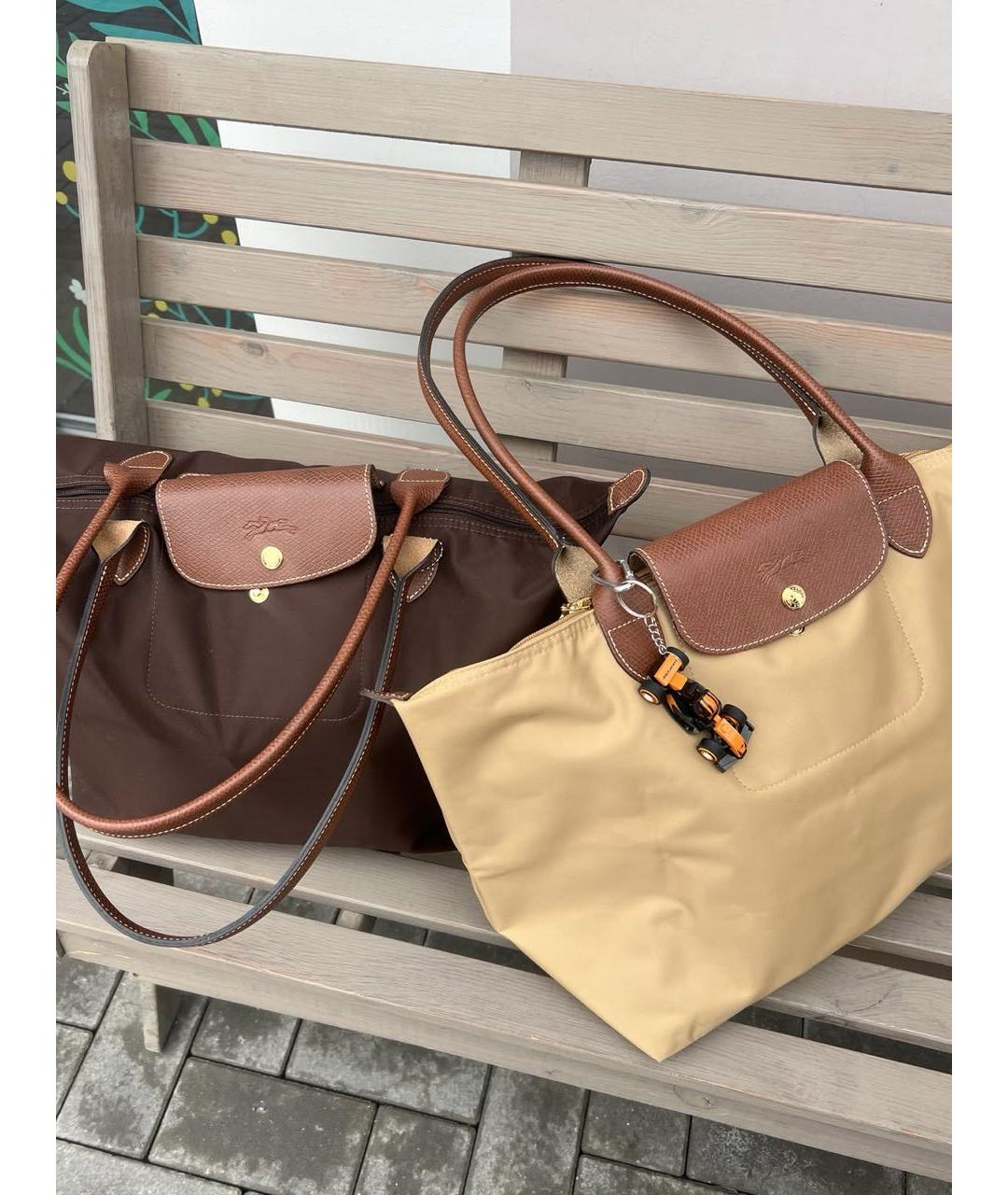 LONGCHAMP Коричневая тканевая сумка тоут, фото 2