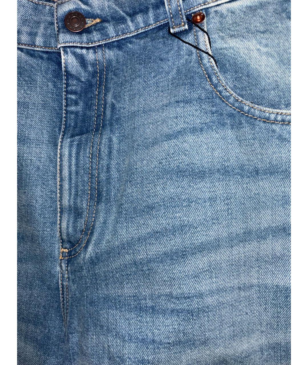 GUCCI Голубые хлопковые прямые джинсы, фото 4