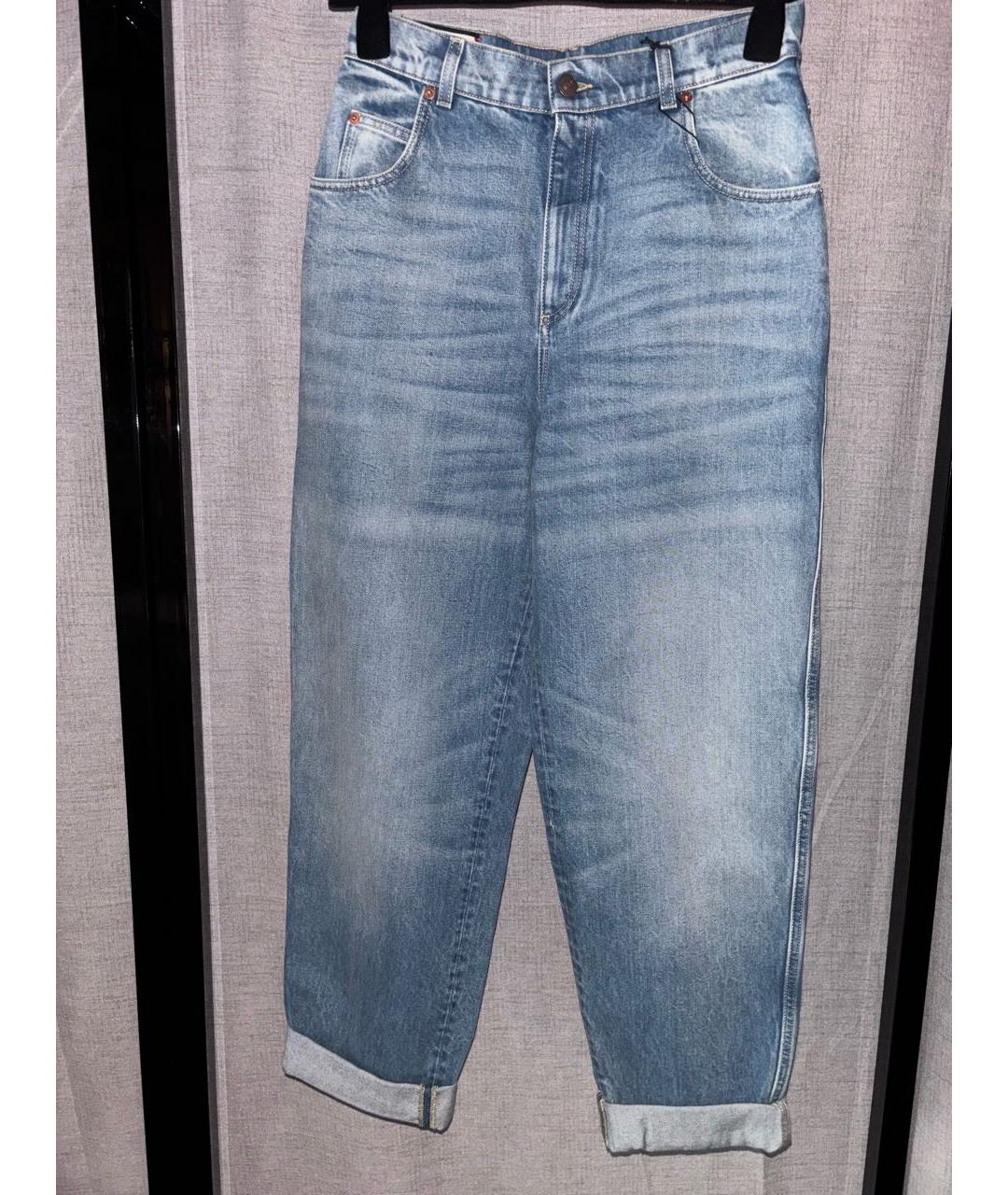 GUCCI Голубые хлопковые прямые джинсы, фото 9