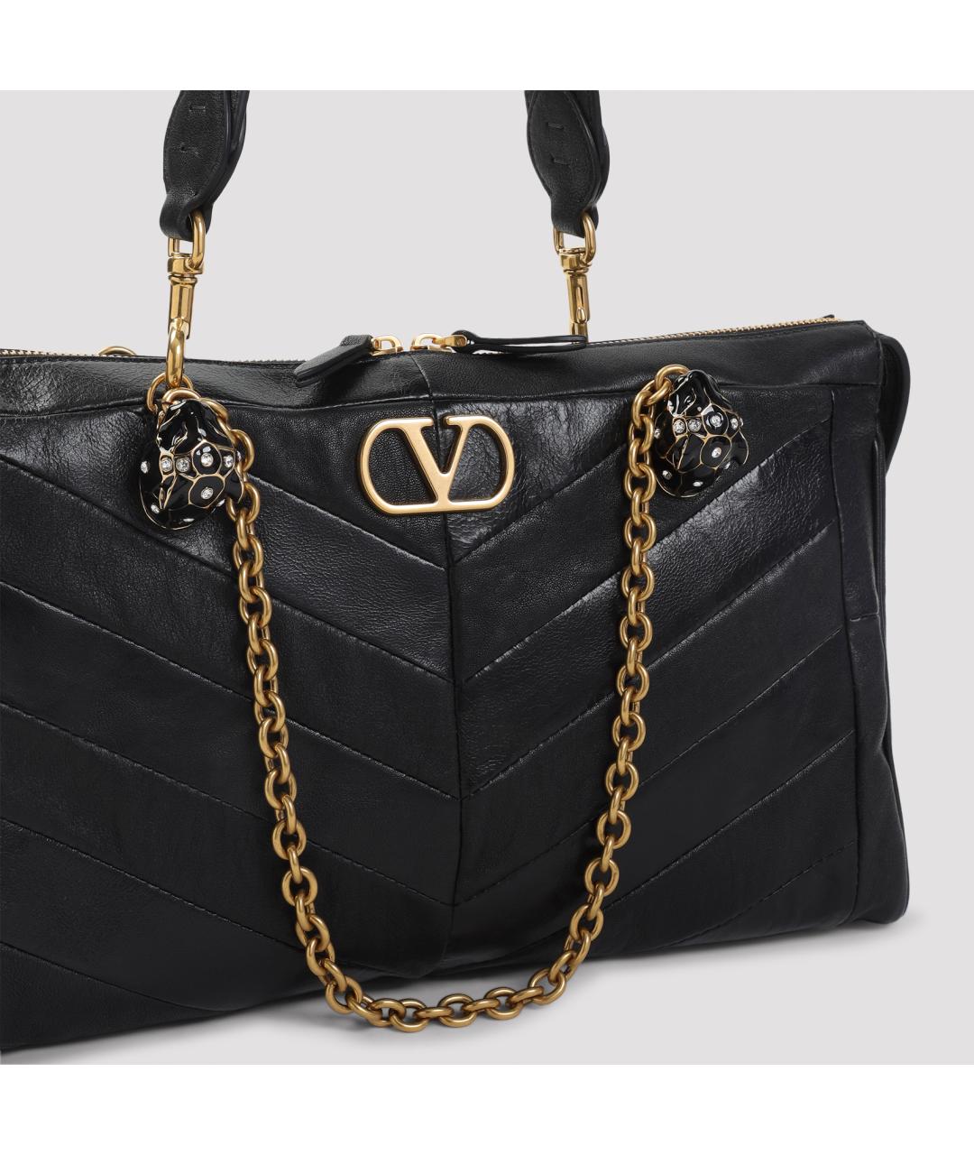 VALENTINO Черная кожаная сумка тоут, фото 5