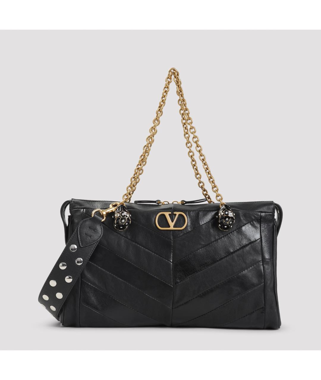 VALENTINO Черная кожаная сумка тоут, фото 2