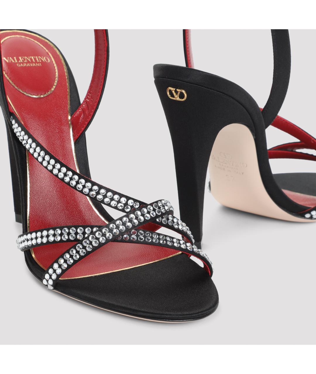 VALENTINO Черные текстильные босоножки, фото 4