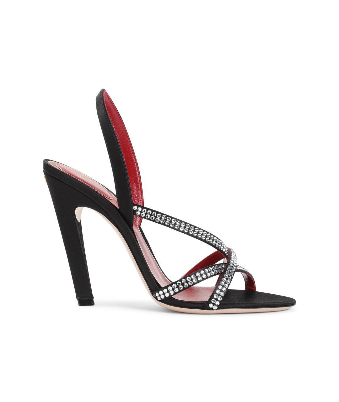 VALENTINO Черные текстильные босоножки, фото 1