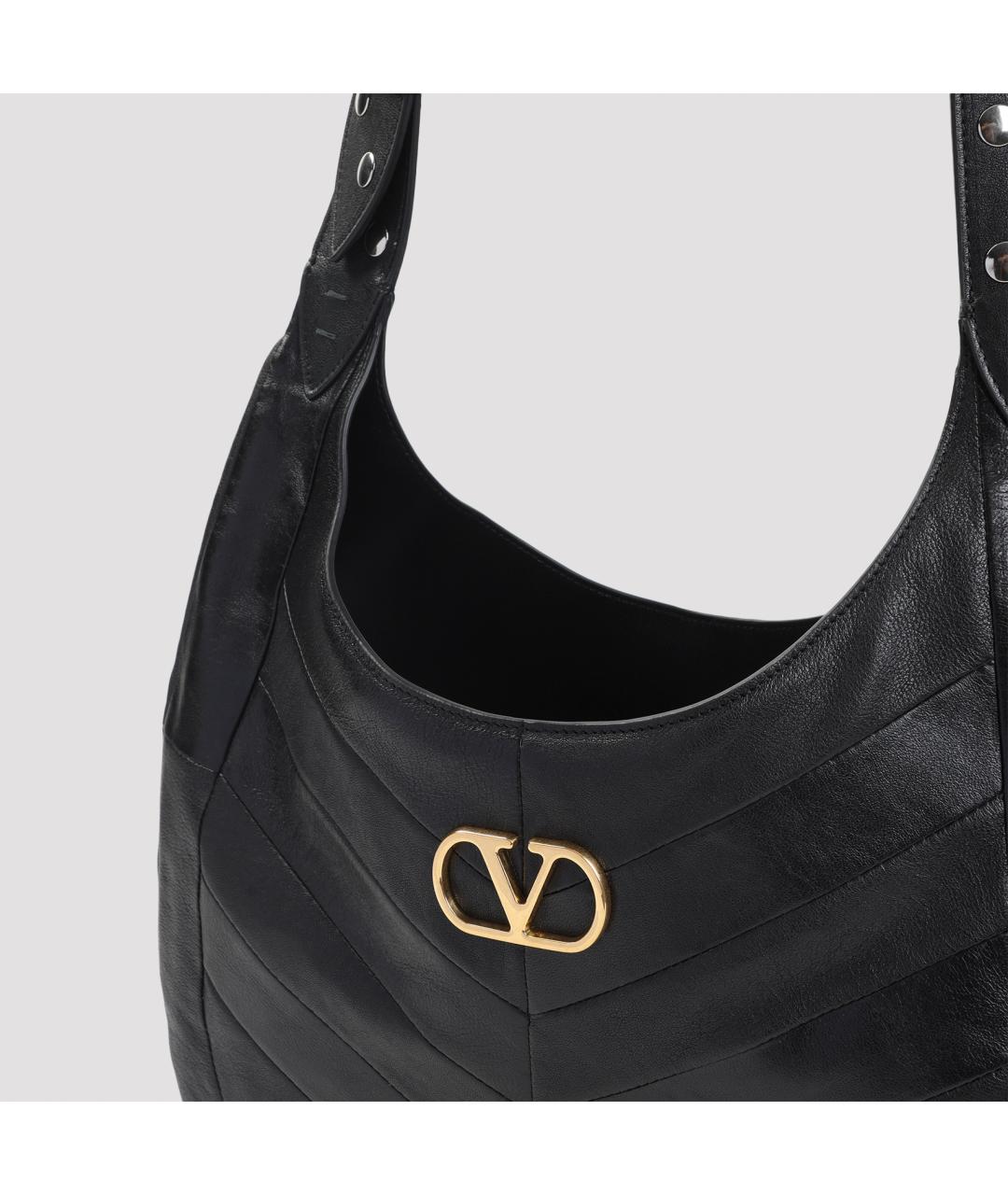 VALENTINO Черная кожаная сумка через плечо, фото 5