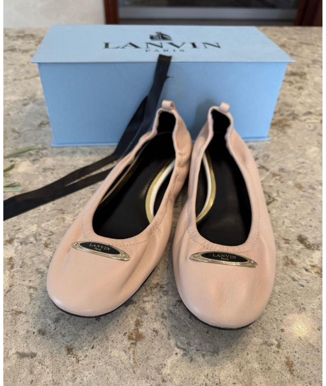 LANVIN Бежевые кожаные балетки, фото 5