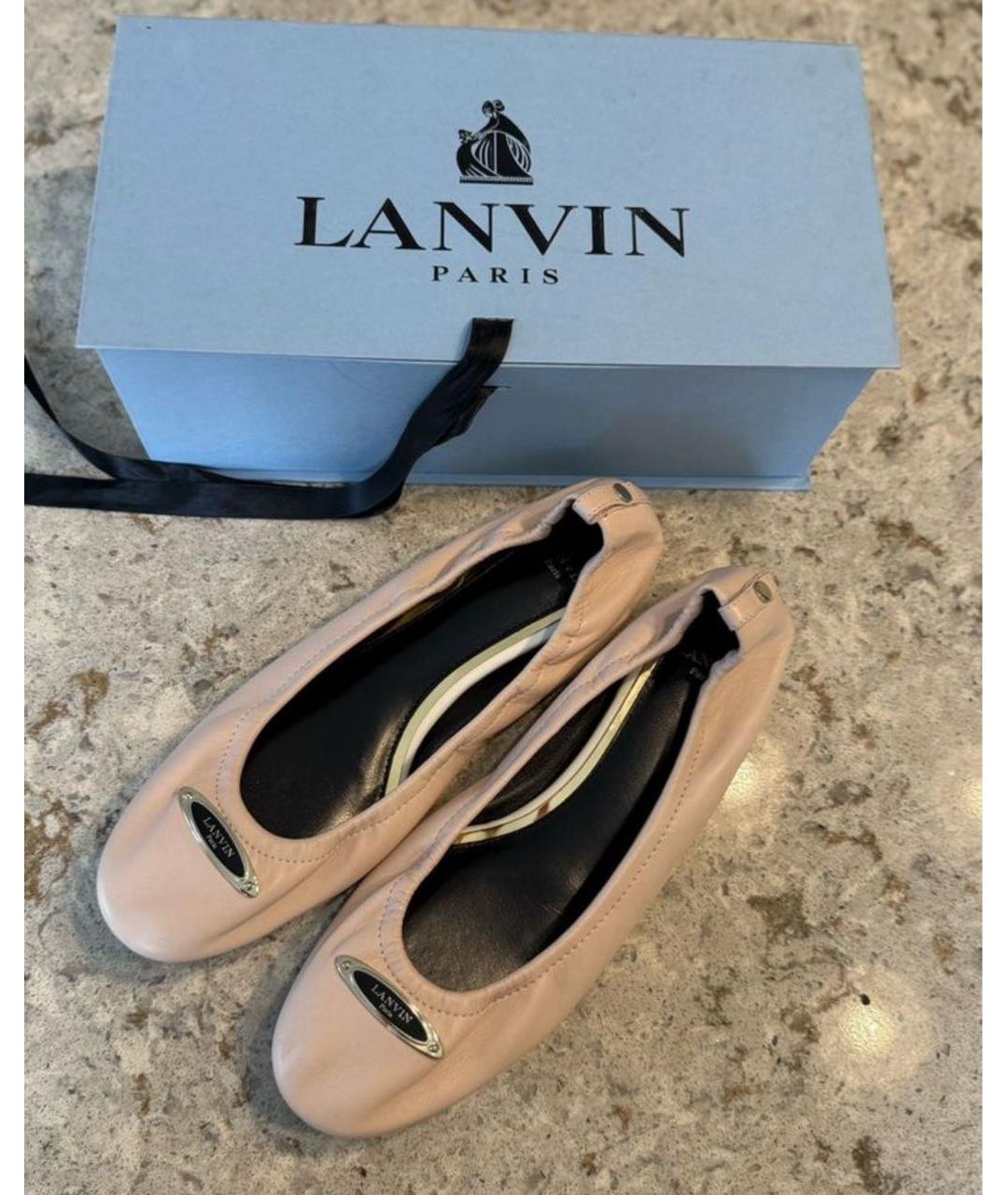 LANVIN Бежевые кожаные балетки, фото 7