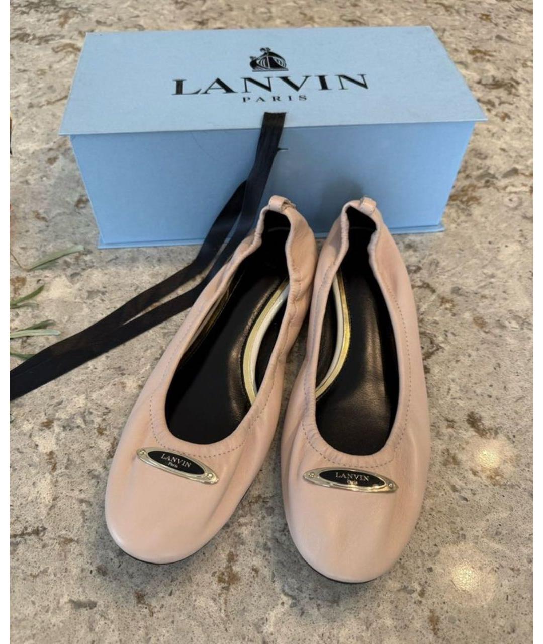 LANVIN Бежевые кожаные балетки, фото 2