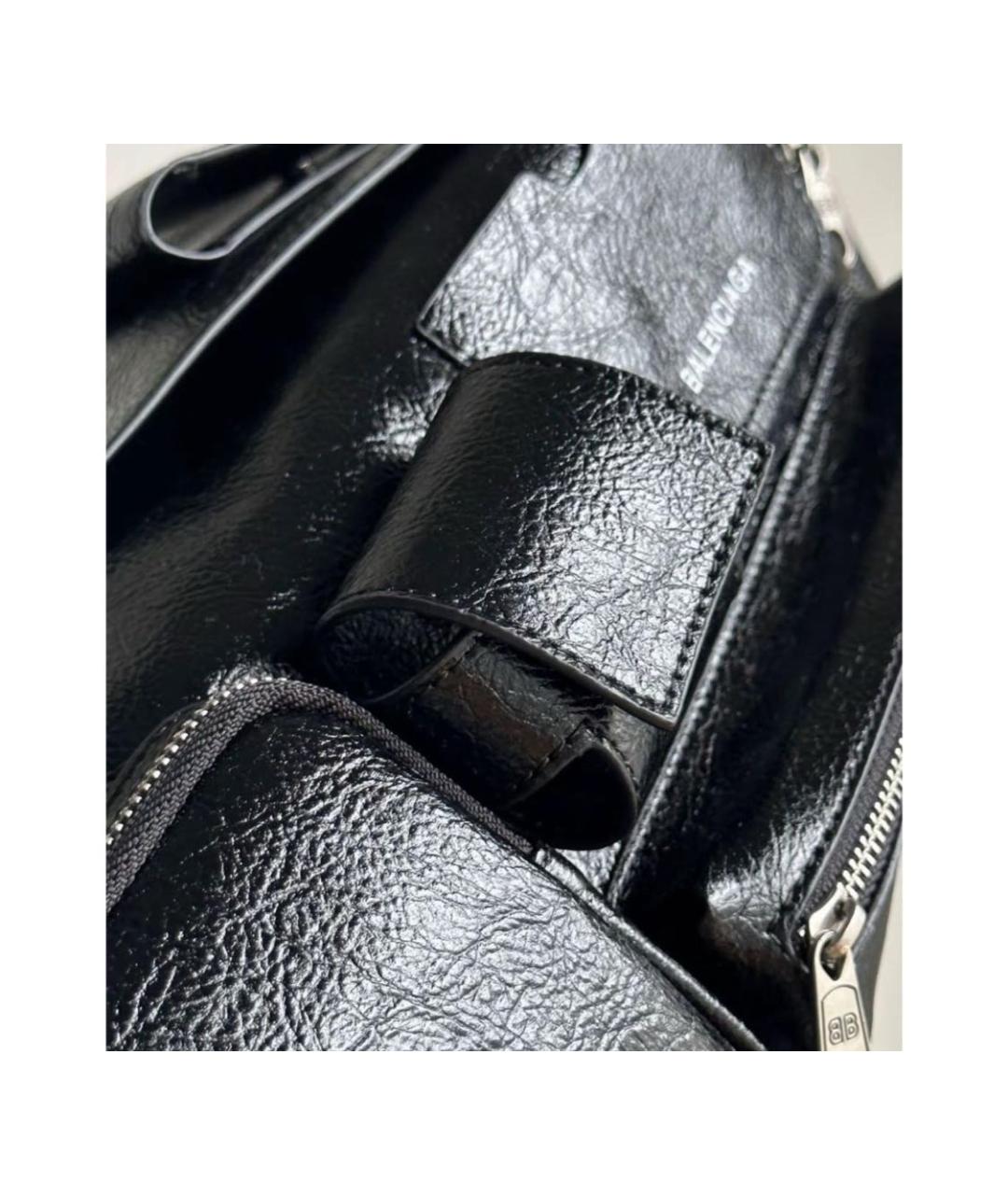 BALENCIAGA Черная кожаная сумка с короткими ручками, фото 3