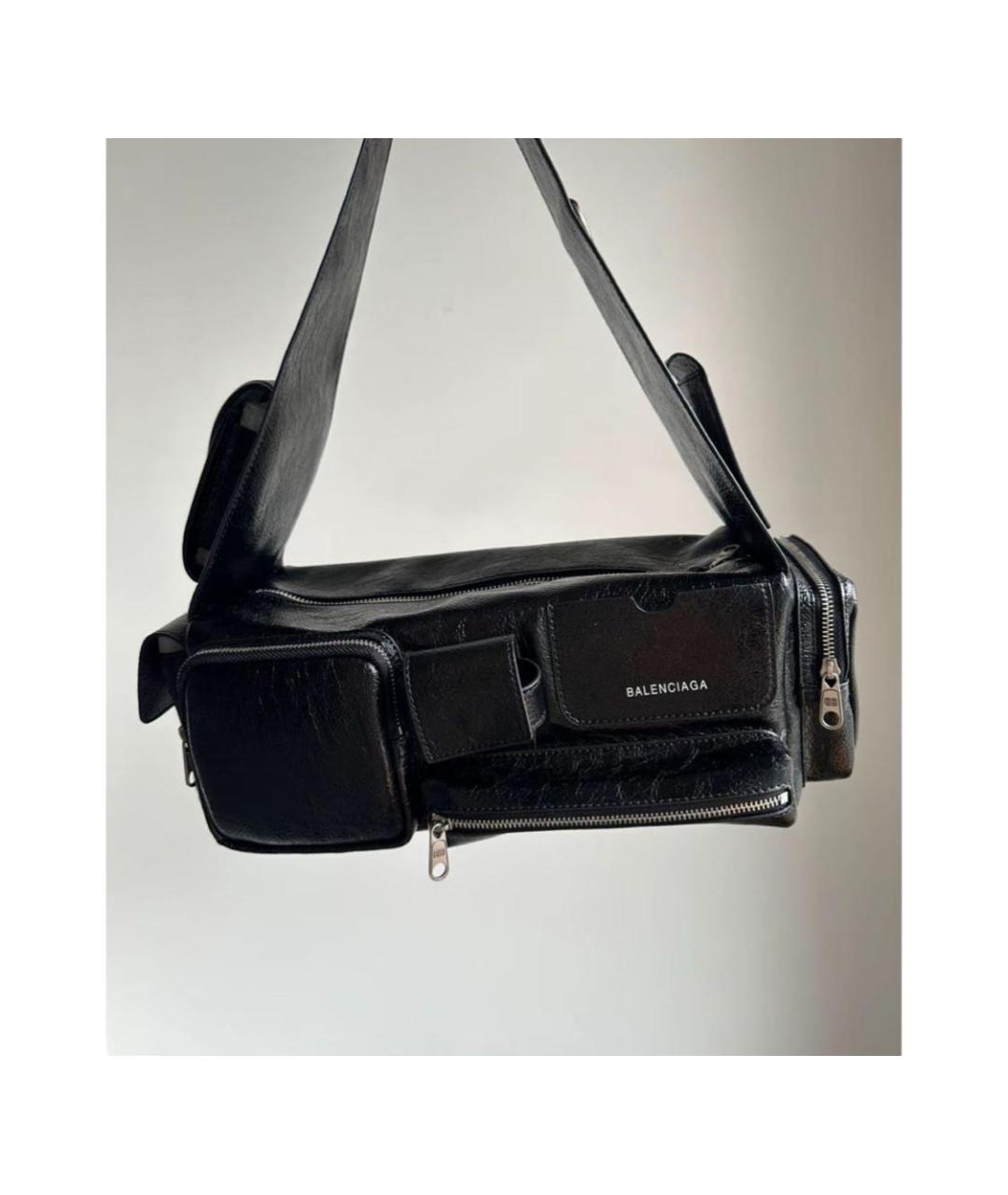 BALENCIAGA Черная кожаная сумка с короткими ручками, фото 2