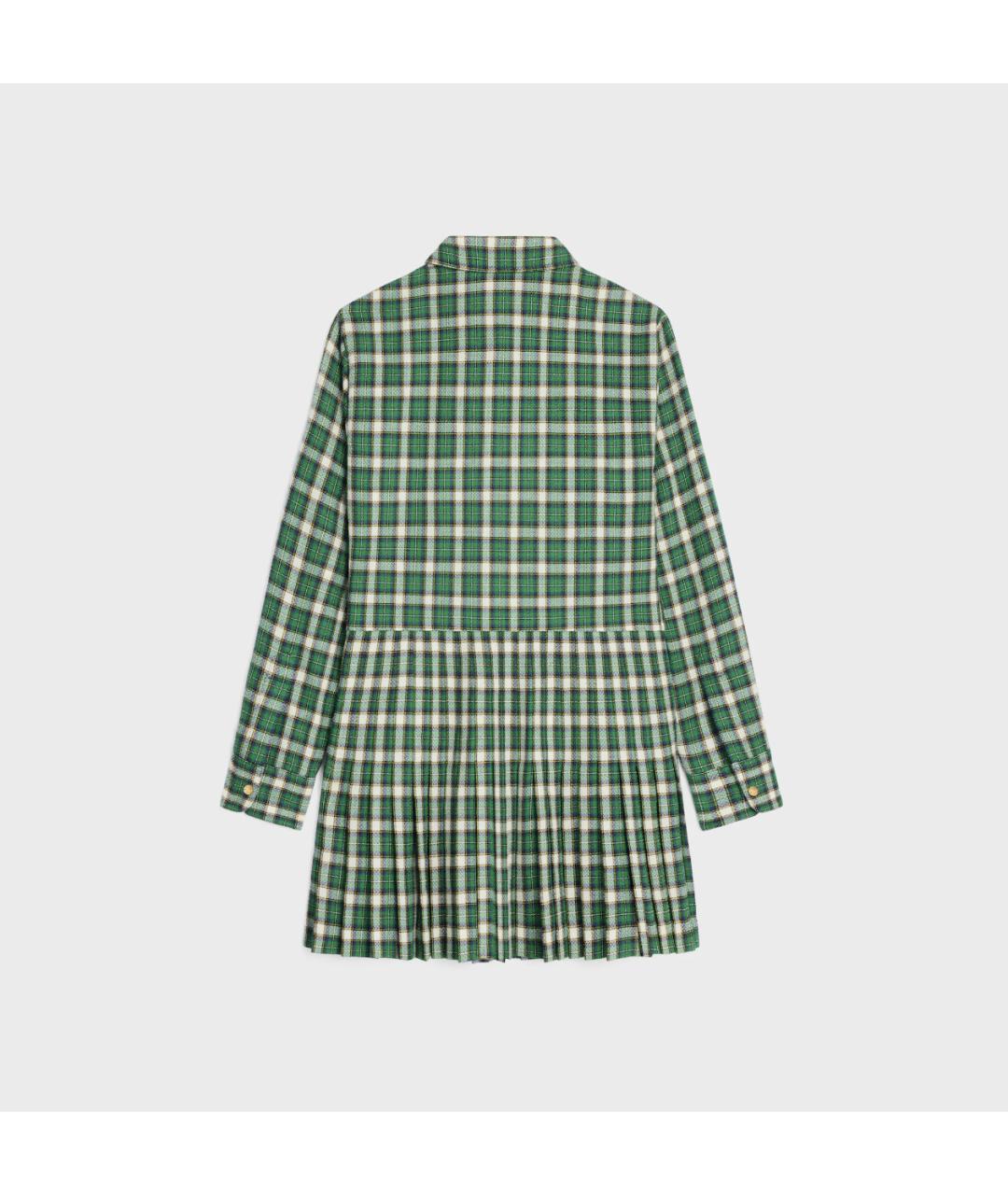 CELINE Зеленые шерстяное повседневное платье, фото 4