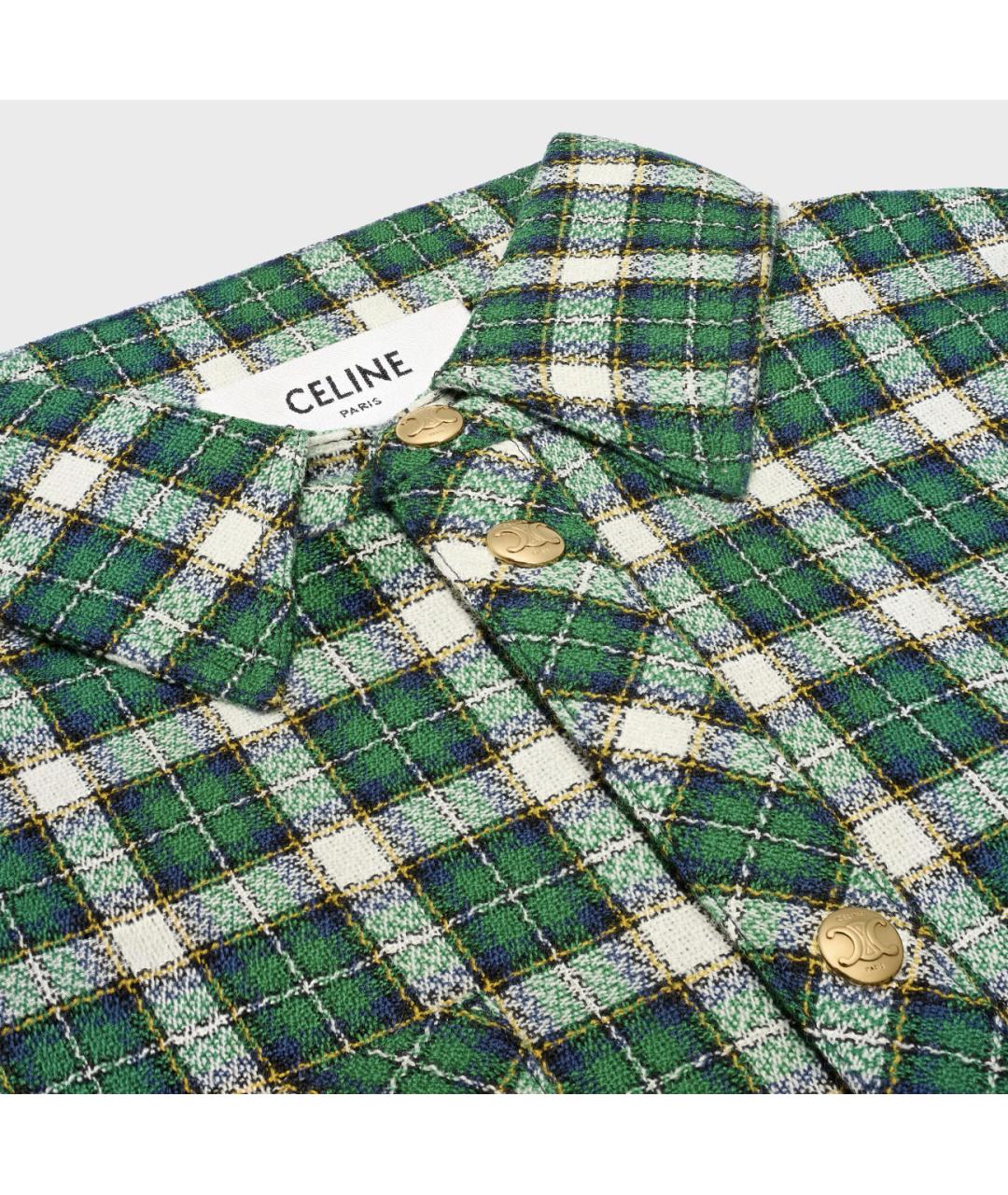 CELINE Зеленые шерстяное повседневное платье, фото 5