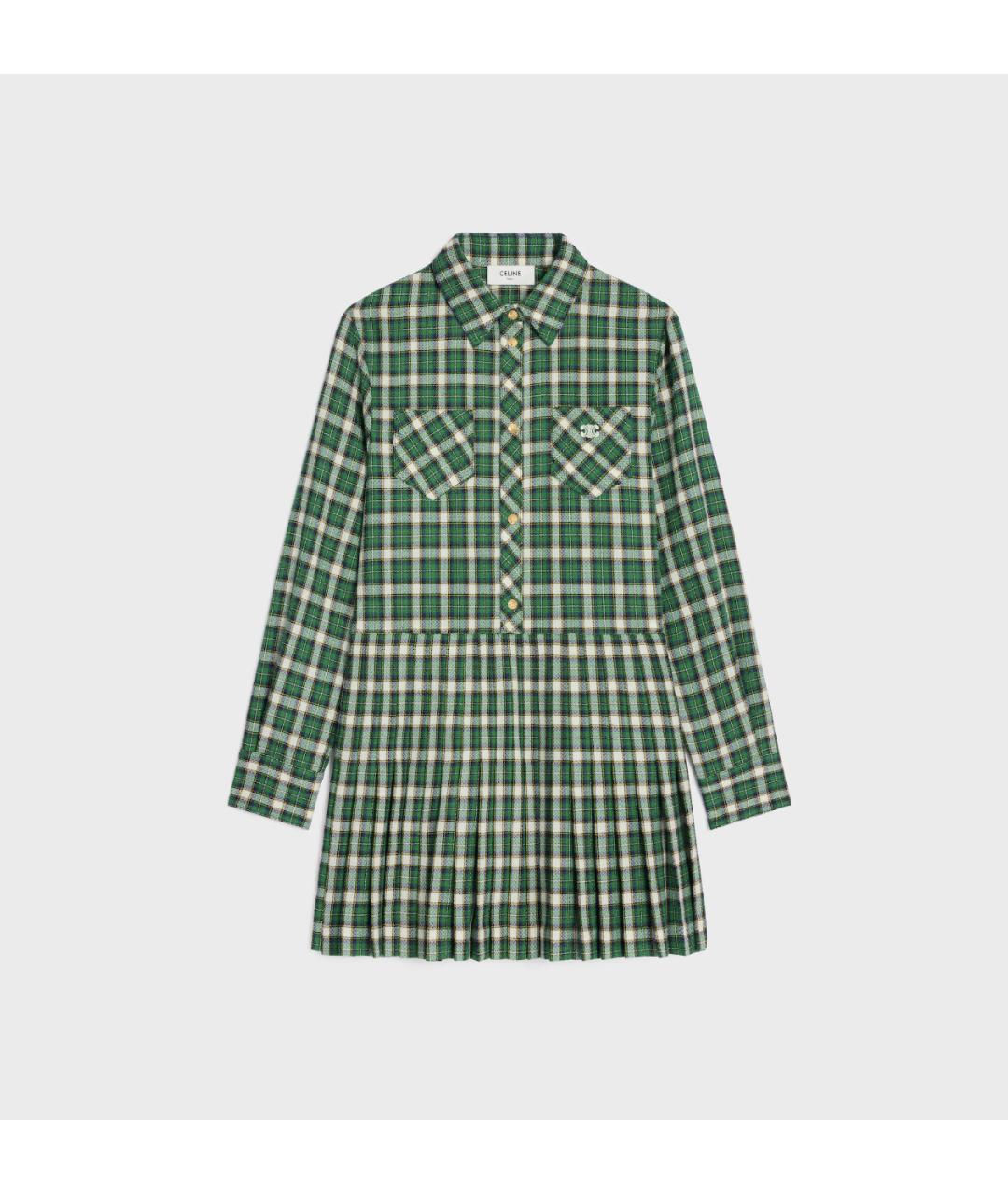 CELINE Зеленые шерстяное повседневное платье, фото 6