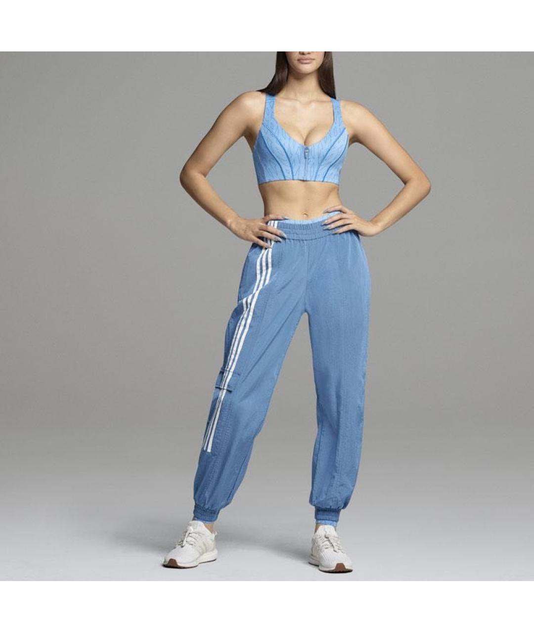 ADIDAS Голубые полиэстеровые спортивные брюки и шорты, фото 2