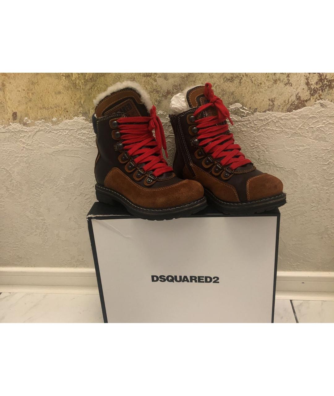 DSQUARED2 Коричневые замшевые ботинки, фото 2