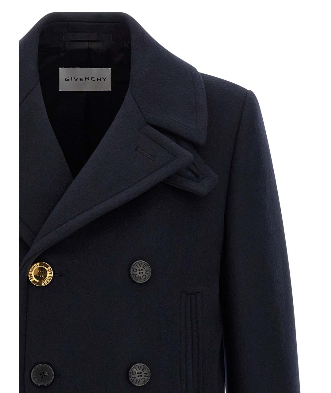 GIVENCHY Темно-синее шерстяное пальто, фото 3