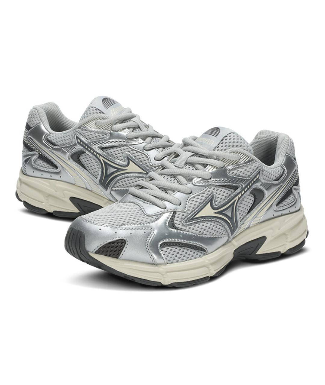 MIZUNO Серебряные текстильные низкие кроссовки / кеды, фото 3