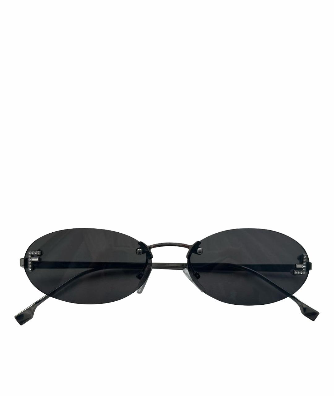 FENDI Антрацитовые металлические солнцезащитные очки, фото 1
