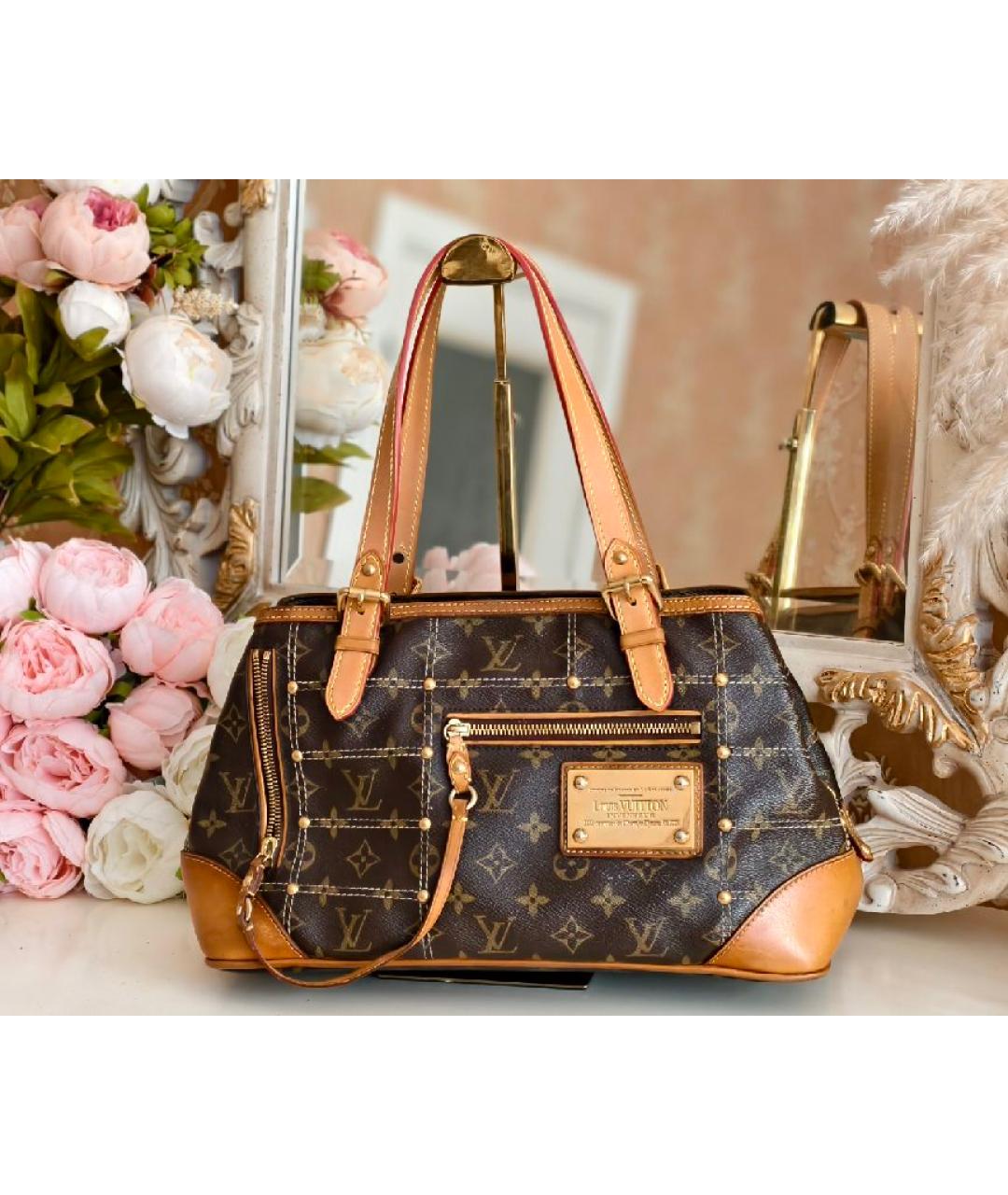 LOUIS VUITTON Коричневая кожаная сумка с короткими ручками, фото 2