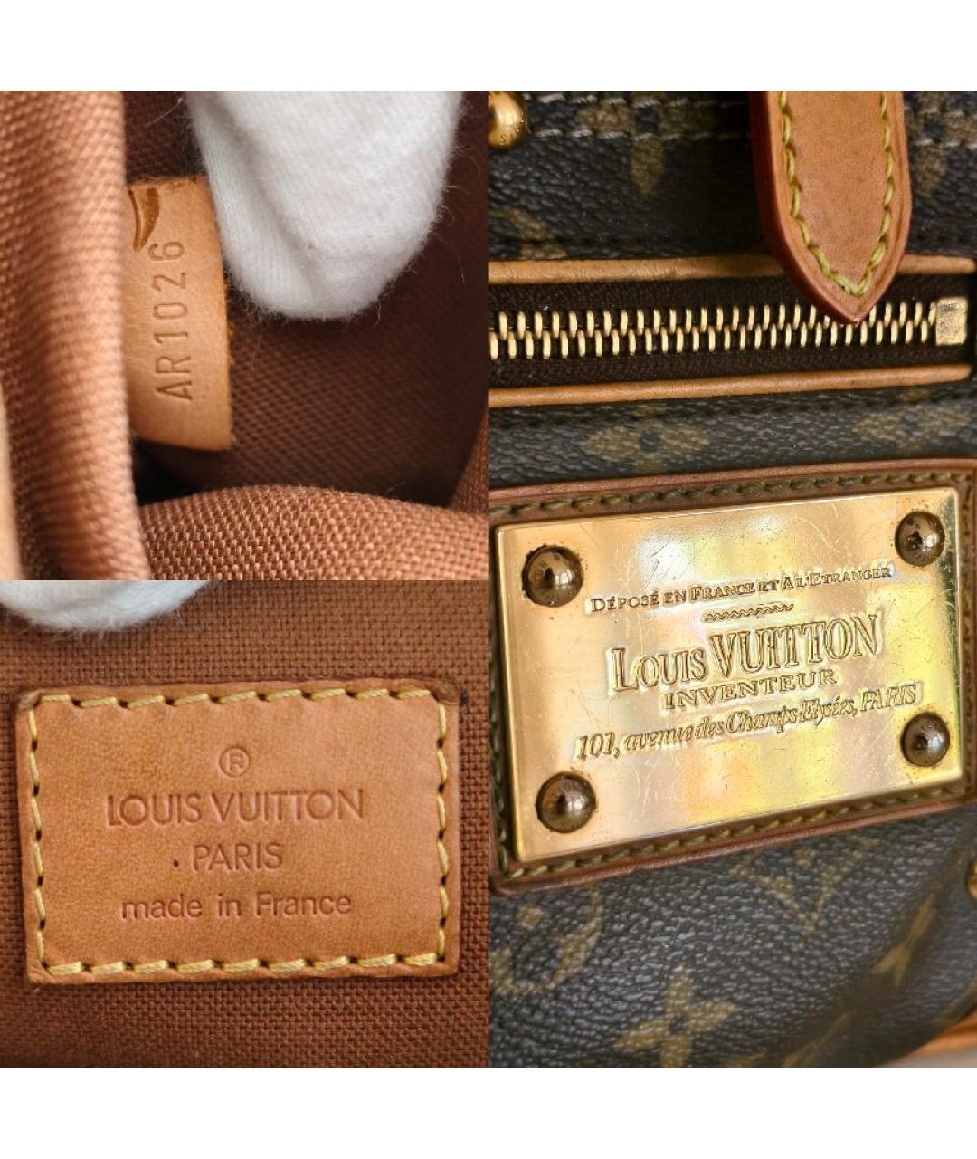 LOUIS VUITTON Коричневая кожаная сумка с короткими ручками, фото 5