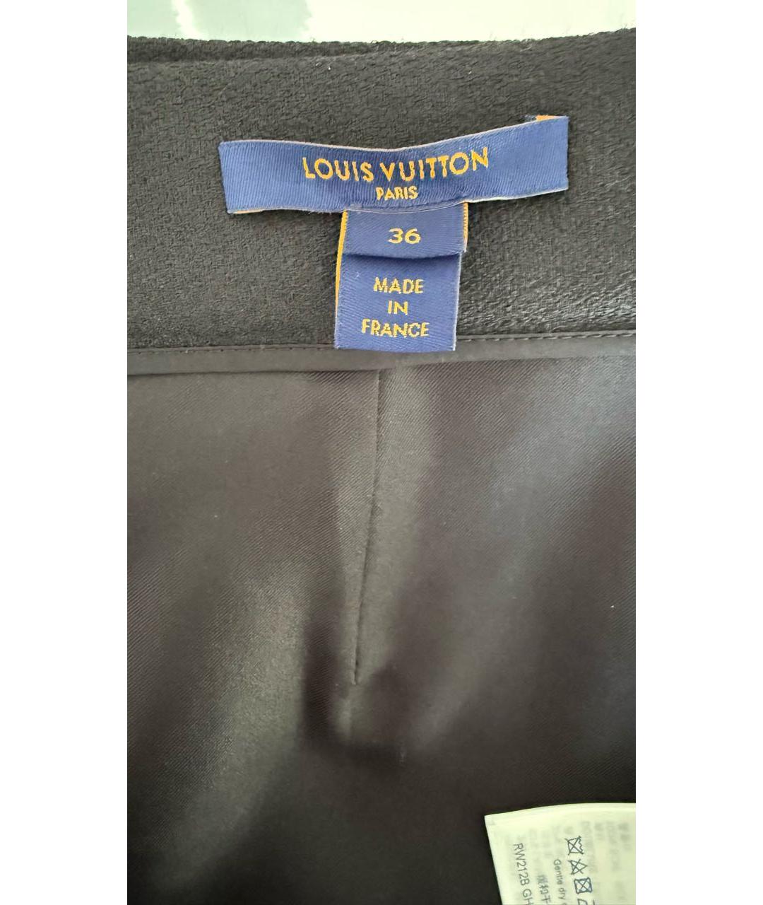 LOUIS VUITTON Черная шерстяная юбка миди, фото 3