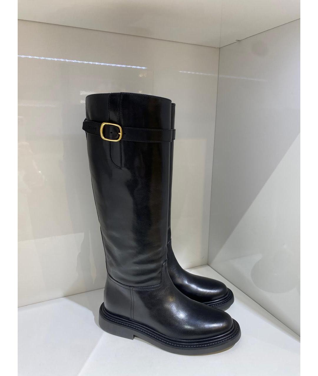 CELINE Черные кожаные сапоги, фото 2