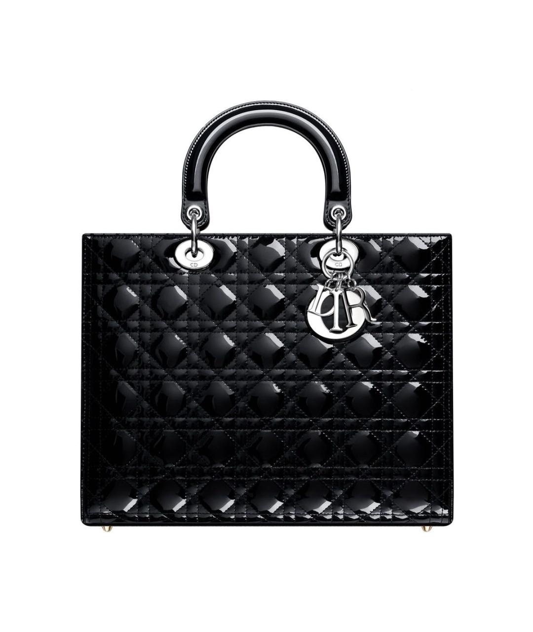 CHRISTIAN DIOR Черная сумка с короткими ручками из лакированной кожи, фото 1