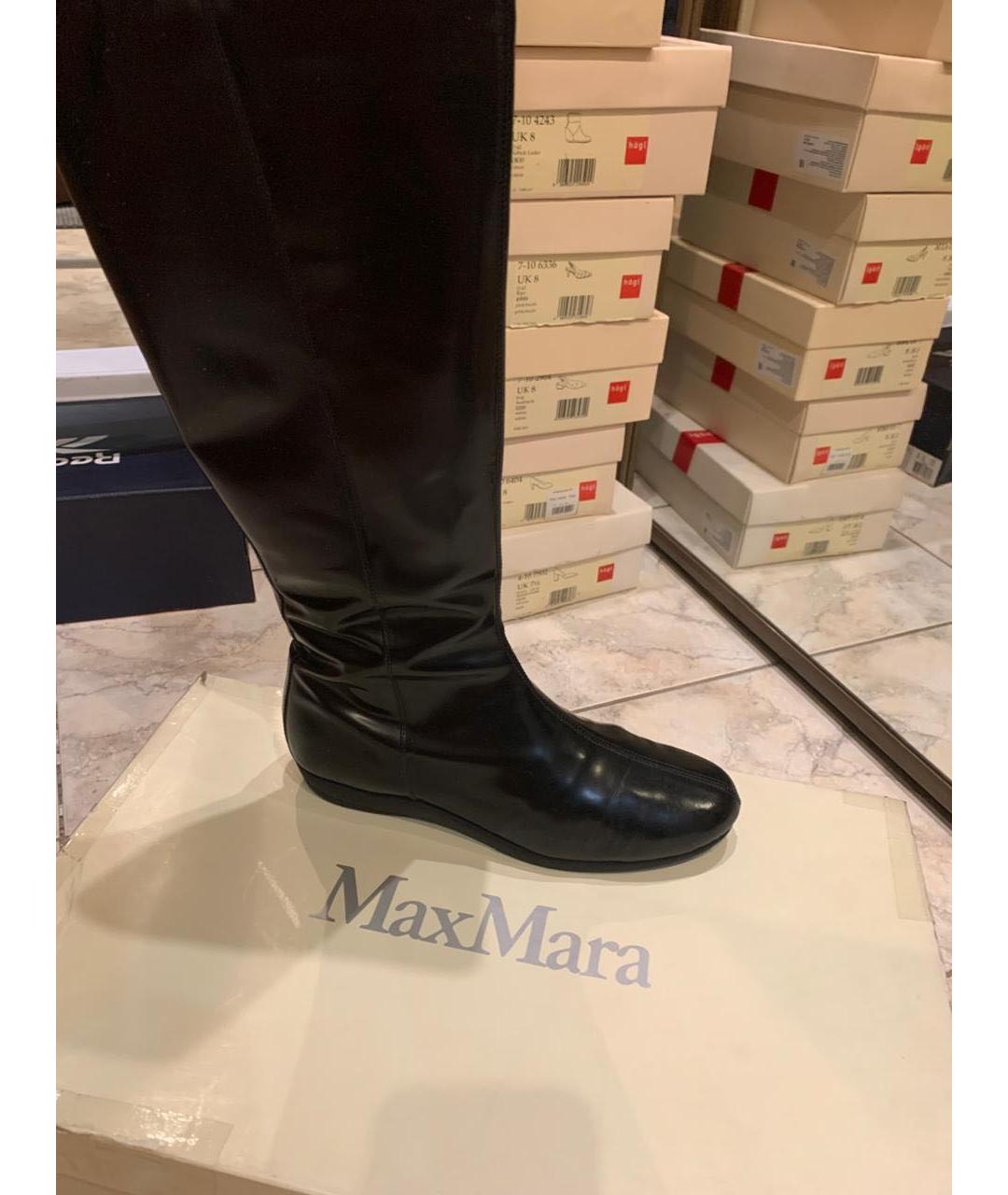 MAX MARA Черные кожаные сапоги, фото 3