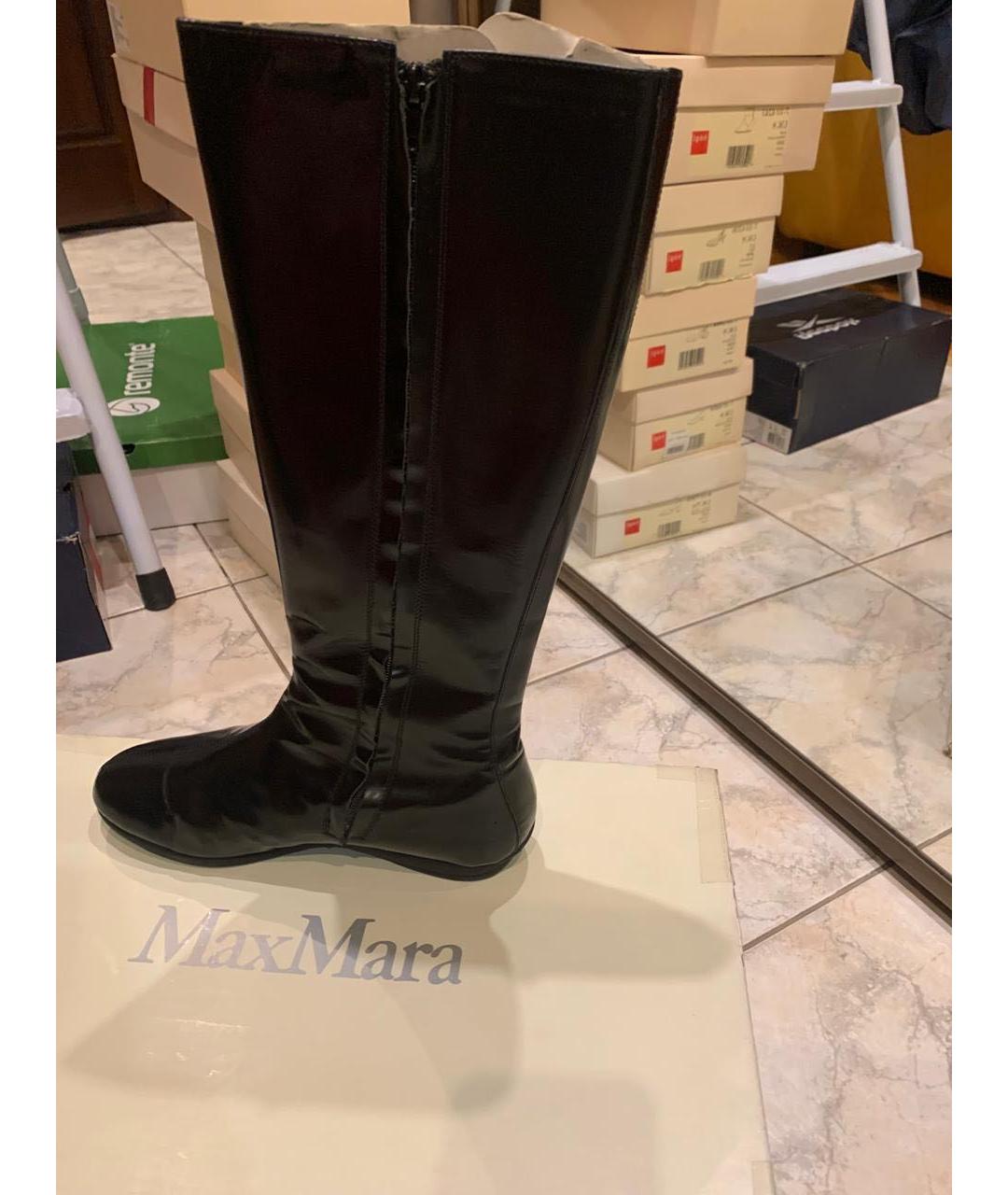 MAX MARA Черные кожаные сапоги, фото 2