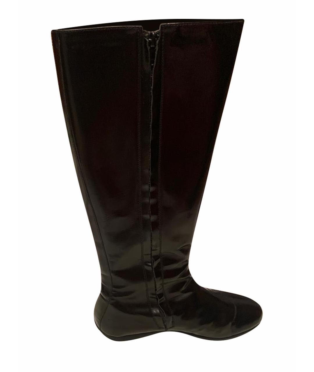 MAX MARA Черные кожаные сапоги, фото 1
