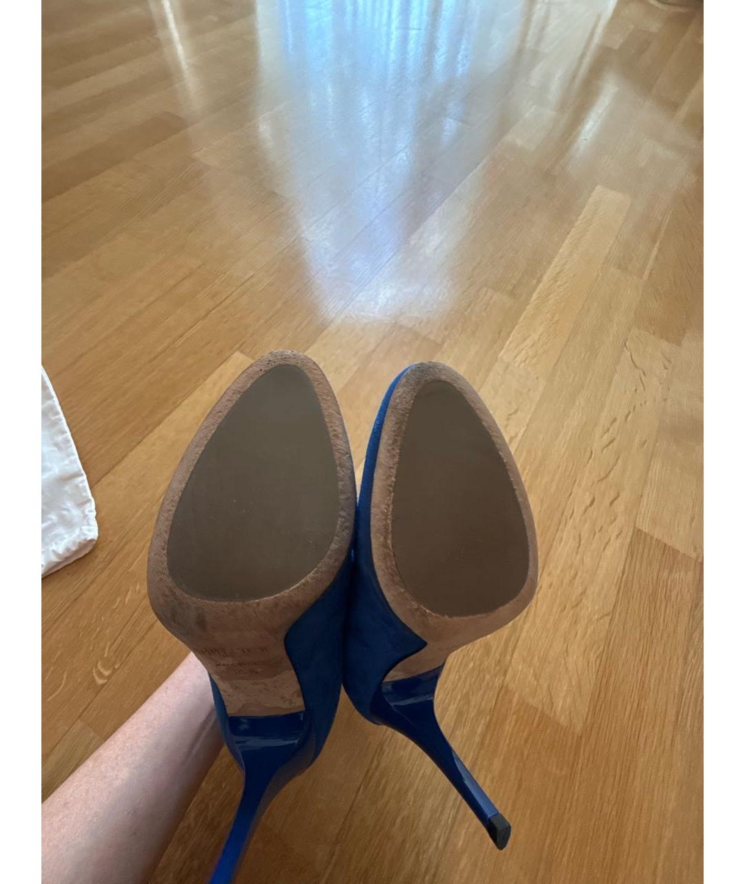 JIMMY CHOO Синие замшевые ботильоны, фото 5