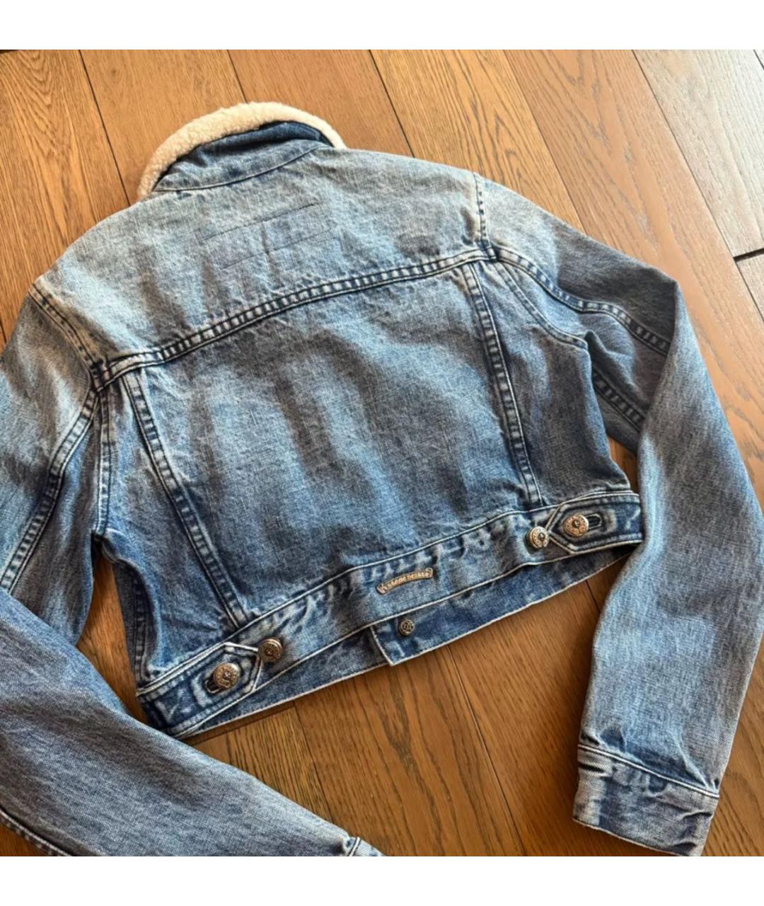 CHROME HEARTS Синяя деним дубленка, фото 4